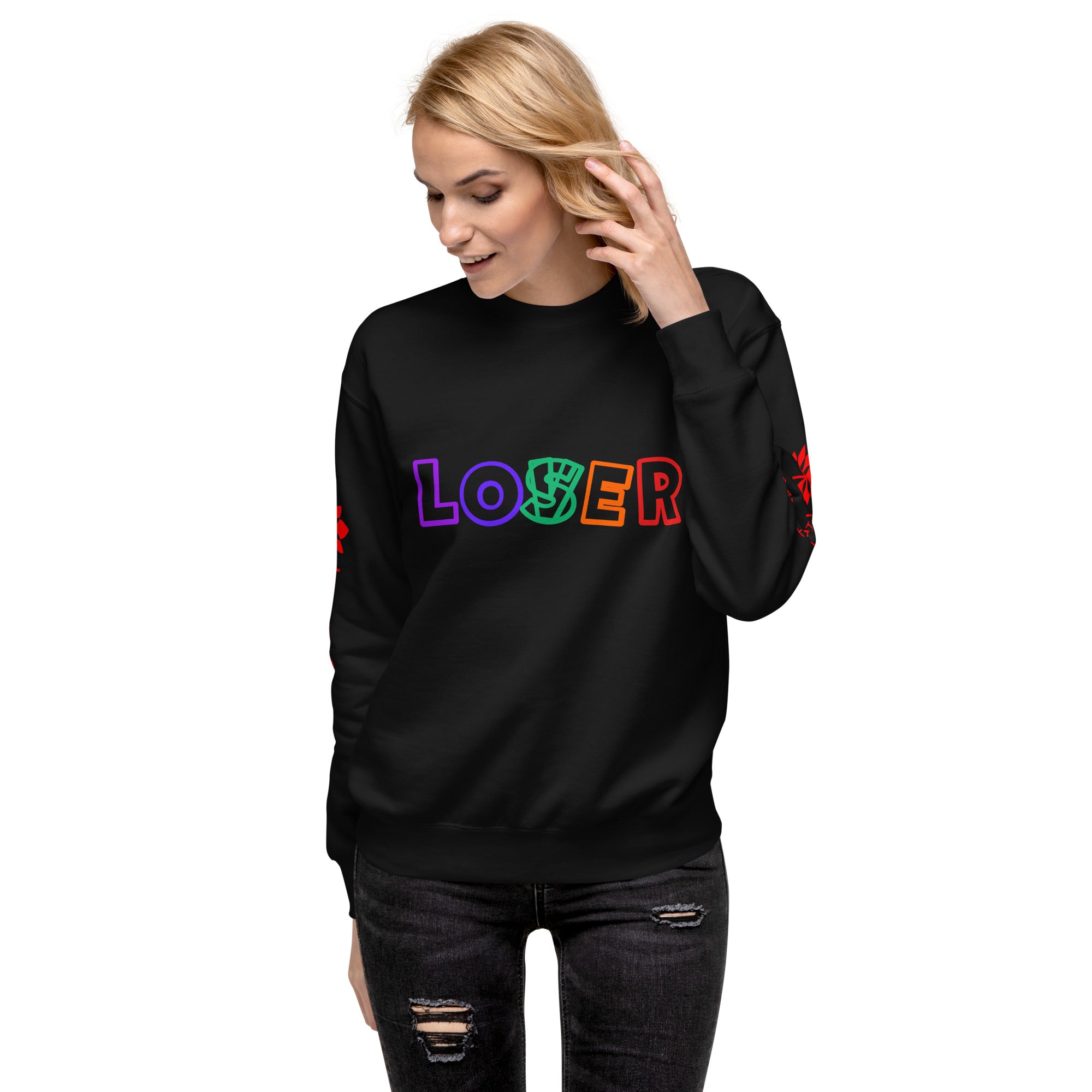 sweatshirt with the words LOV(S)ER printed